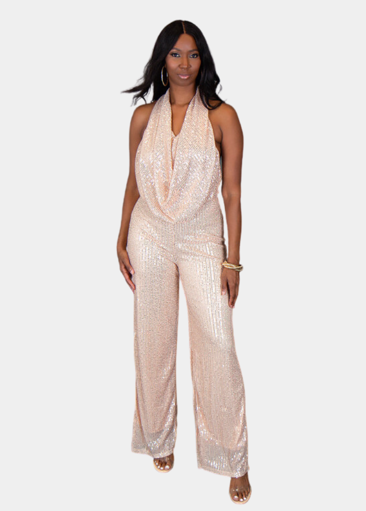 Gold sequin jumpsuit hotsell