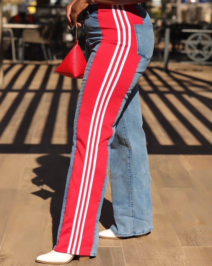 Tall Jeans with Red and White Stripe