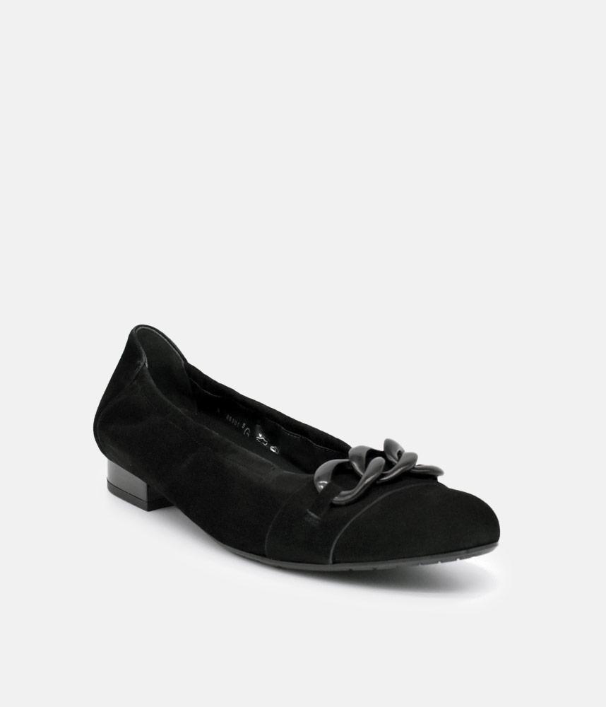 Semler Luxurious Black Suede Low Heel Slip on Shoes