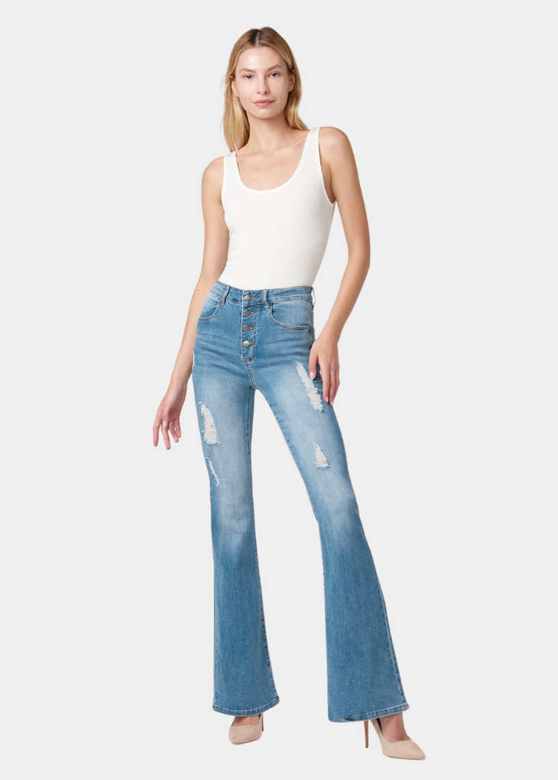 Tall Cindy Distressed Flare Jeans