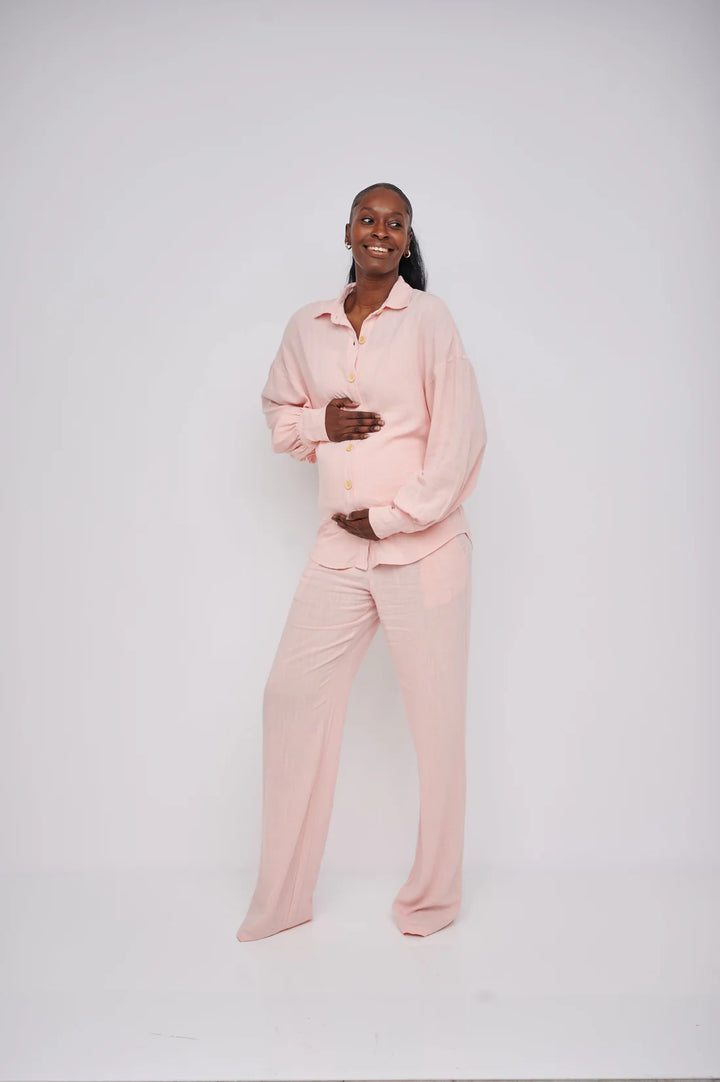 Leilani Tall Maternity Linen Trouser in Blush Pink (Trousers Only)