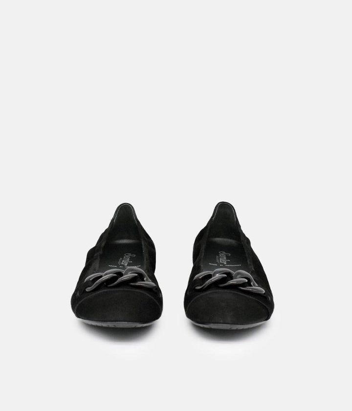 Semler Luxurious Black Suede Low Heel Slip on Shoes