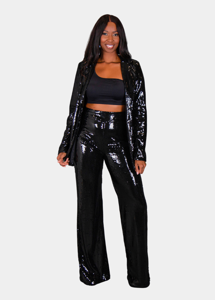 Glam Sequin Pants - Black