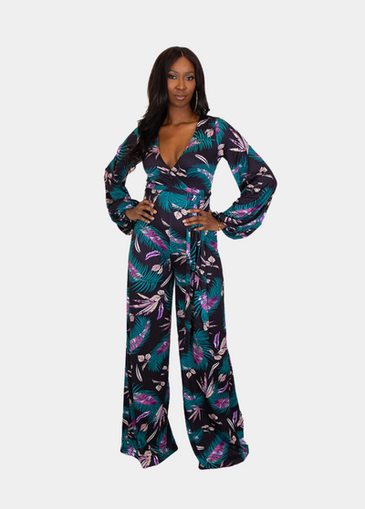 Maui Jumpsuit - Black Tropical