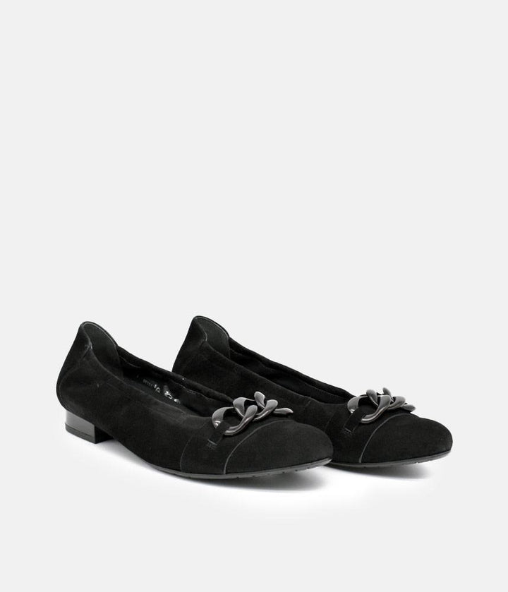 Semler Luxurious Black Suede Low Heel Slip on Shoes