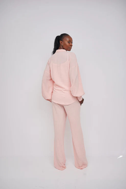 Leilani Tall Maternity Linen Shirt in Blush Pink (Shirt Only)