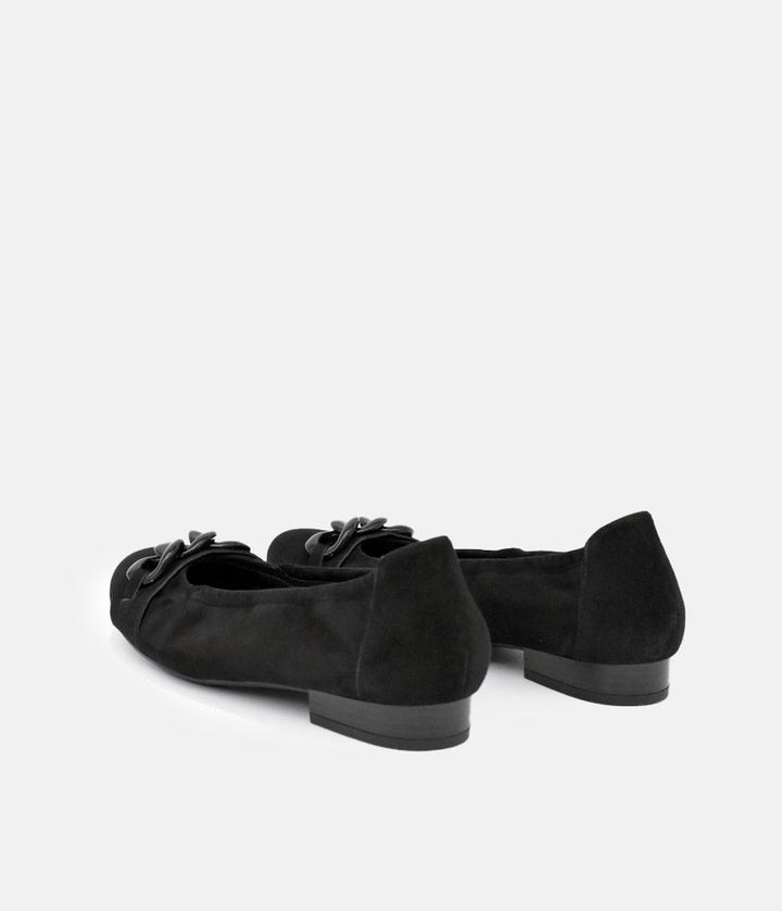 Semler Luxurious Black Suede Low Heel Slip on Shoes