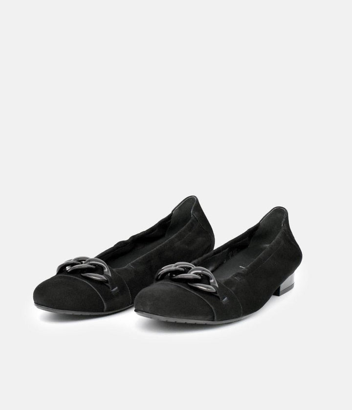 Semler Luxurious Black Suede Low Heel Slip on Shoes