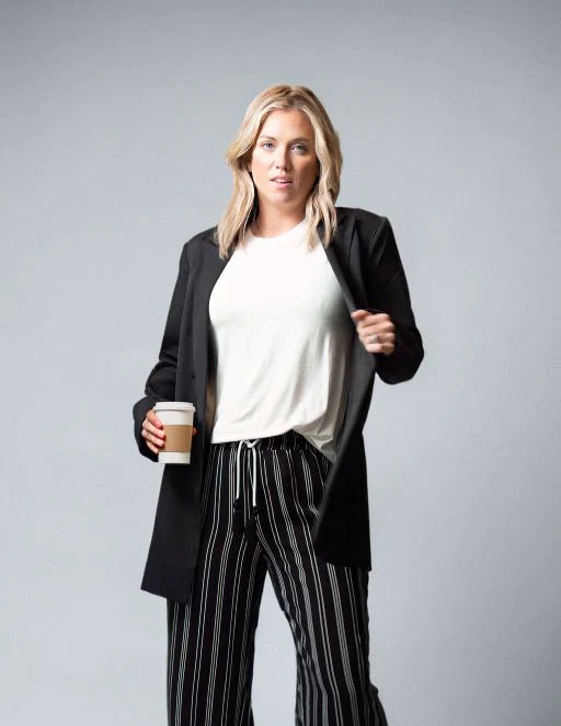 Black Jen Blazer & Tan Work Pants Bundle