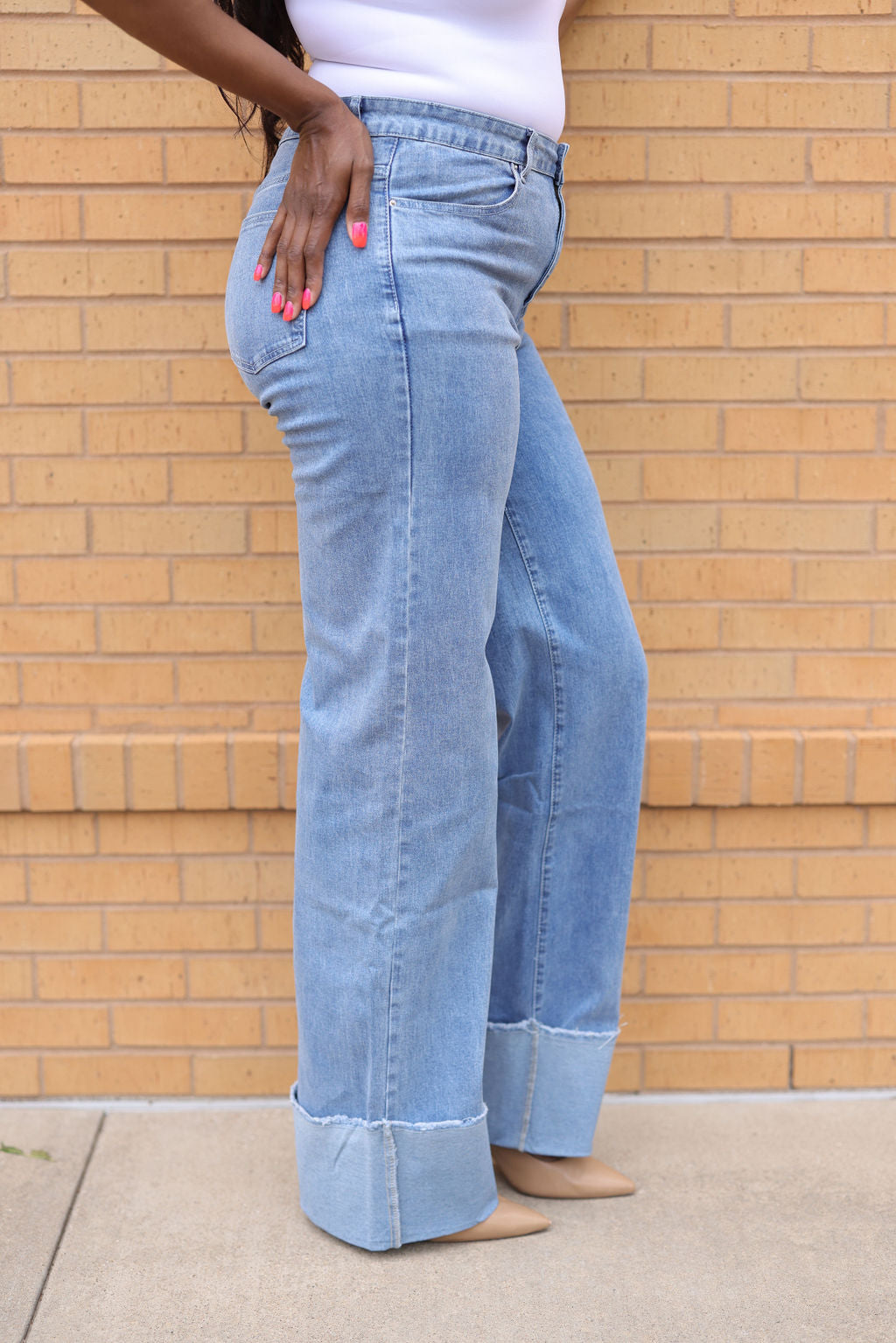 Tall Light Wash Wide Cuff Jeans