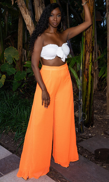 Alani Wide Leg Pants - Orange