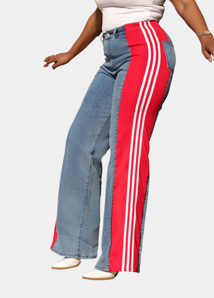 Tall Jeans with Red and White Stripe