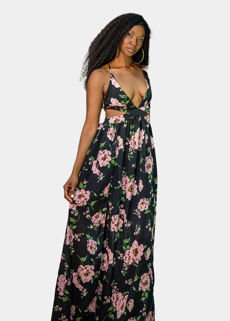 Bora Bora Maxi Dress - Black Floral