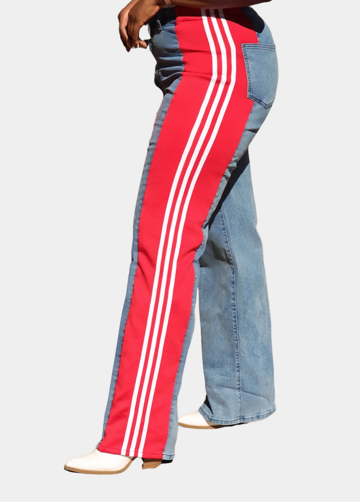 Tall Jeans with Red and White Stripe