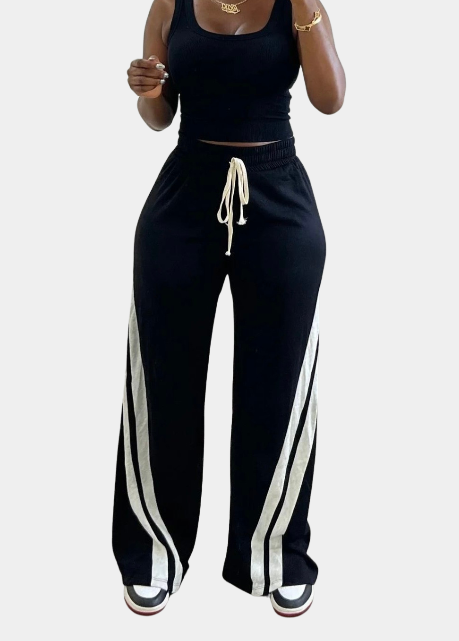 Tall Women's Black and White Striped Sweatpants