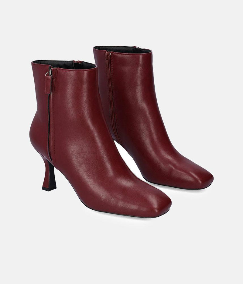 Stylish Burgundy High Heel Ankle Boots