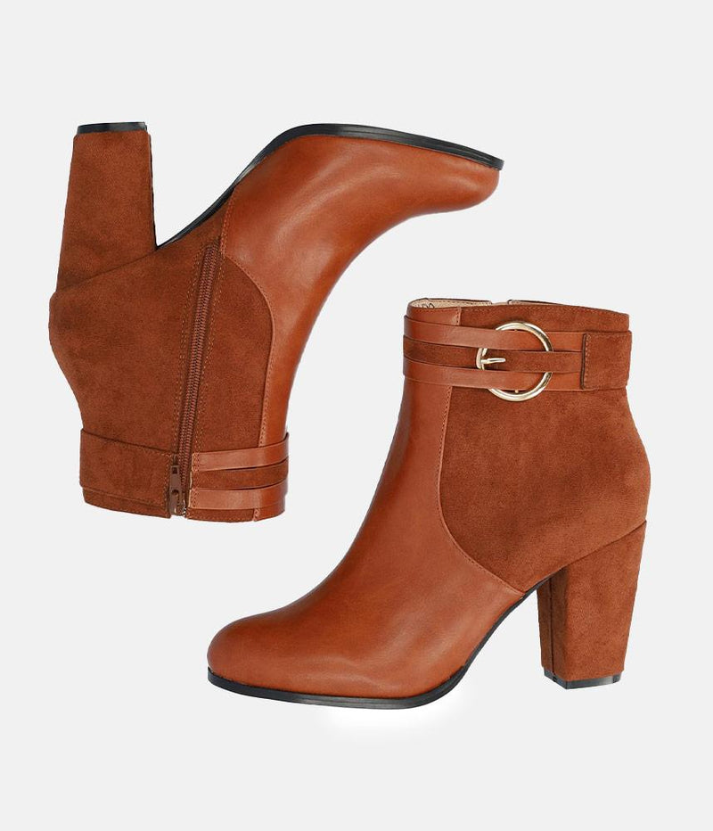 Dressy Brown Block Heel Ankle Boots