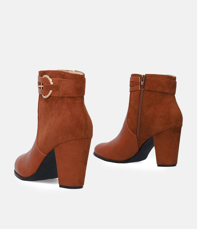 Dressy Brown Block Heel Ankle Boots