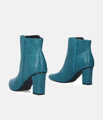 Chic Turquoise Block Heel Ankle Boots