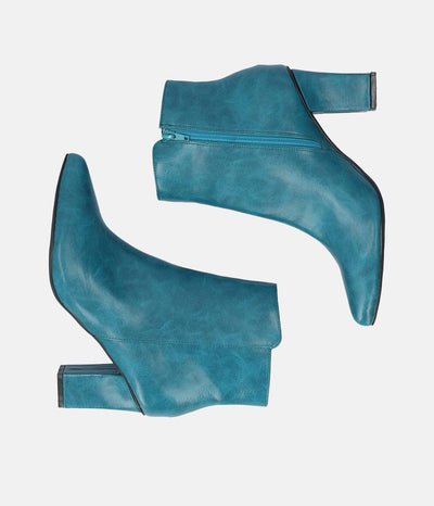 Chic Turquoise Block Heel Ankle Boots