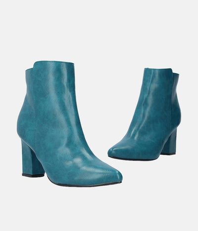 Chic Turquoise Block Heel Ankle Boots