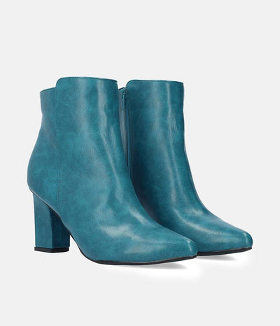 Chic Turquoise Block Heel Ankle Boots