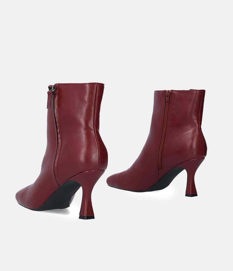 Stylish Burgundy High Heel Ankle Boots