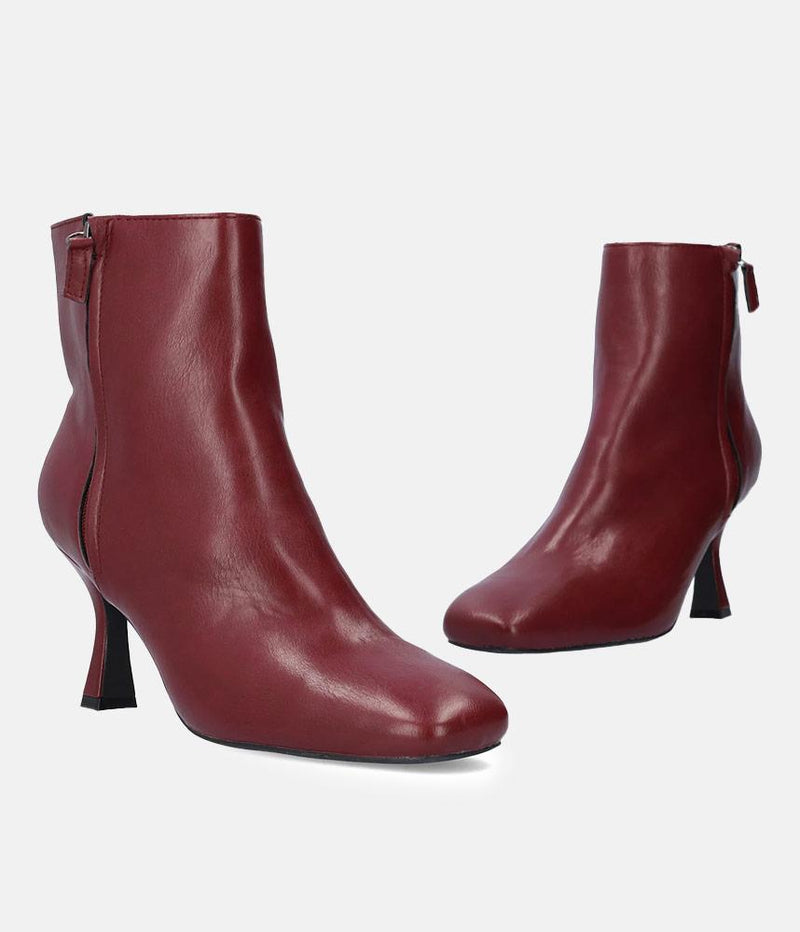 Stylish Burgundy High Heel Ankle Boots