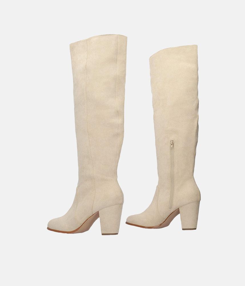 Plush Cream Suede Knee High Long Boots 10 Uk 44 EU 12 US