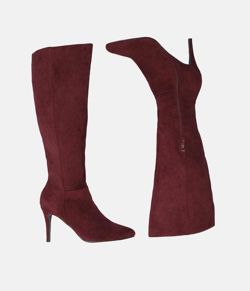 Sky High Burgundy Stiletto Heel Long Boots