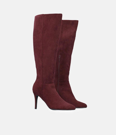 Sky High Burgundy Stiletto Heel Long Boots