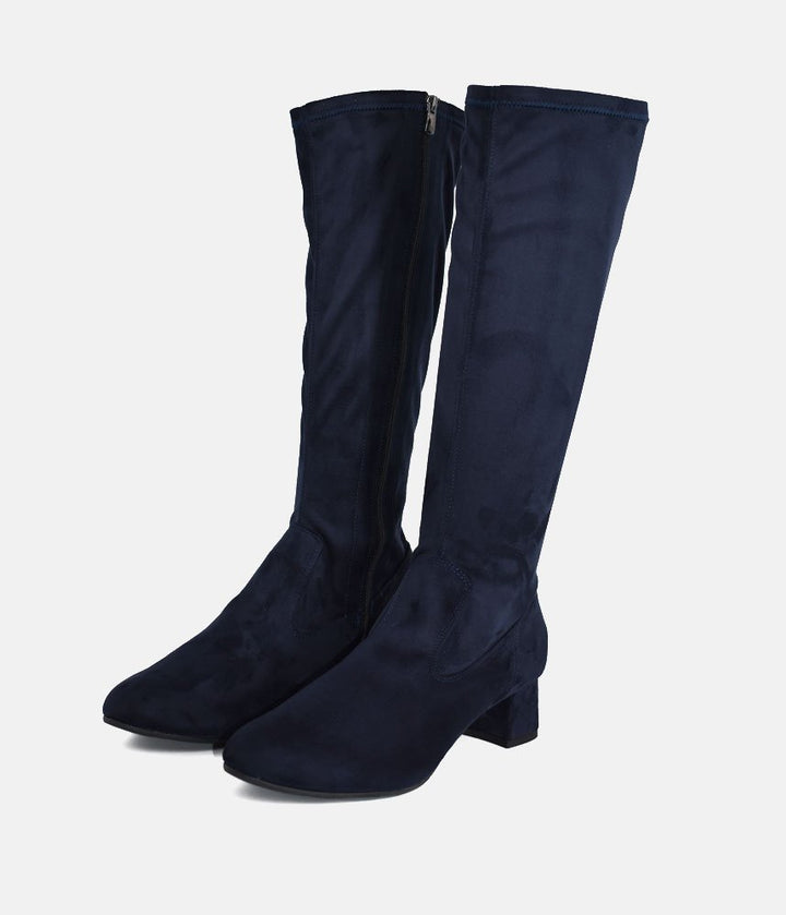 Bioeco Plush Navy Suede Long Boots