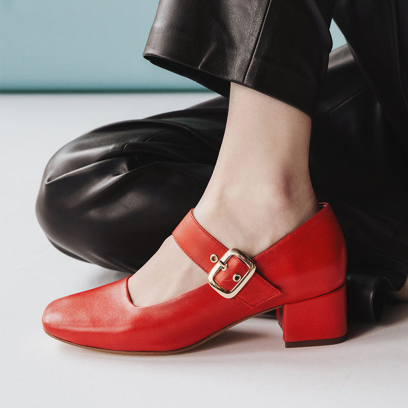 The Buckle-Up Mary Jane Poppy Red