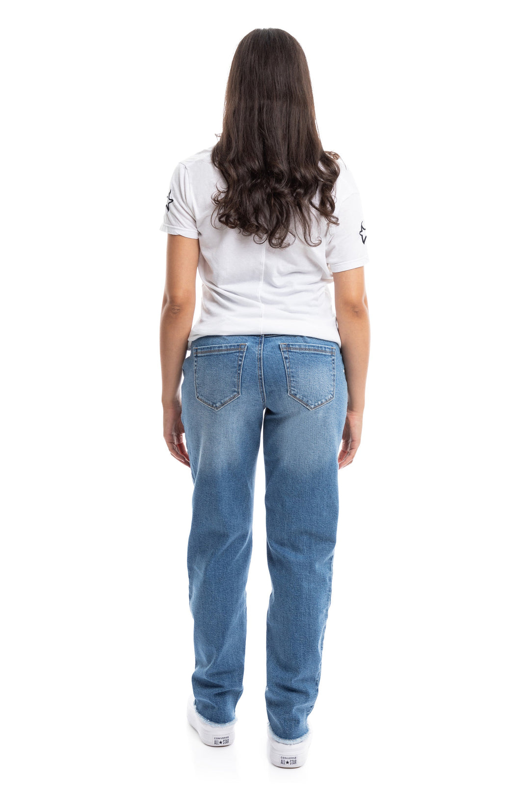 Maternity 32” Straight Leg Jeans with Fray Hem in Samuel