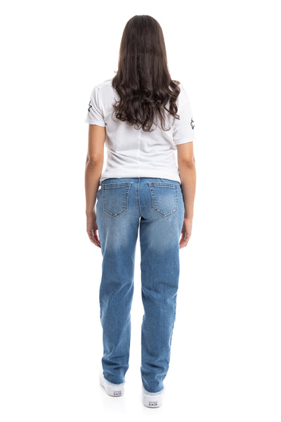 Maternity 32” Straight Leg Jeans with Fray Hem in Samuel