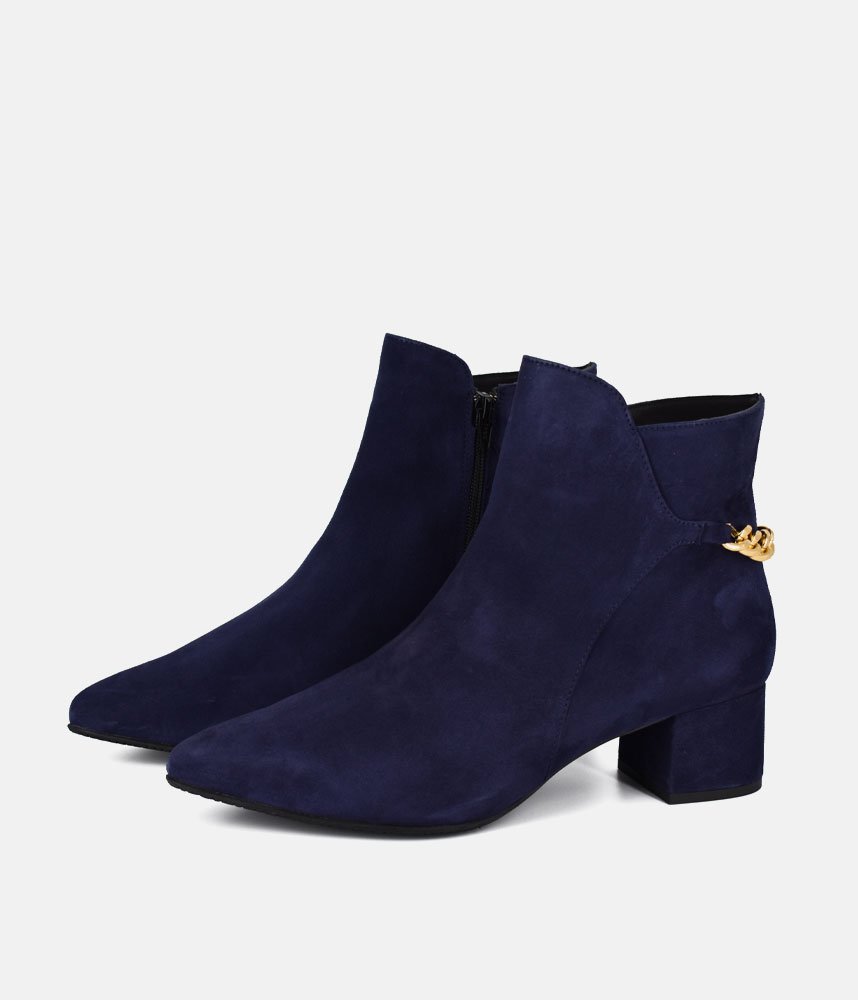 Cinderella Shoes Chic Navy Suede Ankle Boots