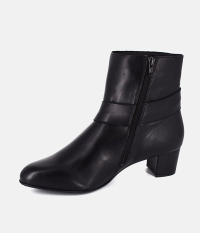 Cinderella Shoes Versatile Black Leather Ankle Boots