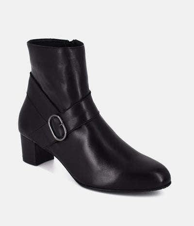 Cinderella Shoes Versatile Black Leather Ankle Boots