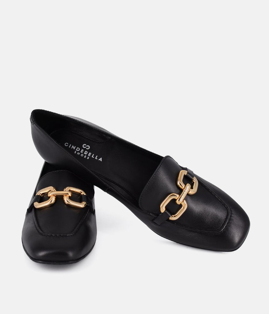 Cinderella Shoes Black Leather Luxe Loafers