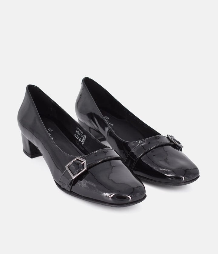 Cinderella Shoes Dressy Black Patent Block Heels