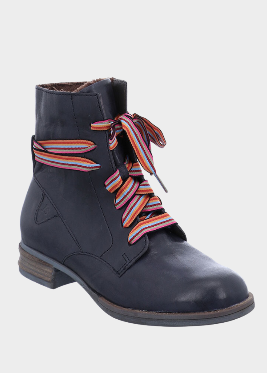 Josef Seibel Trendy Navy Lace Up Combat Boots