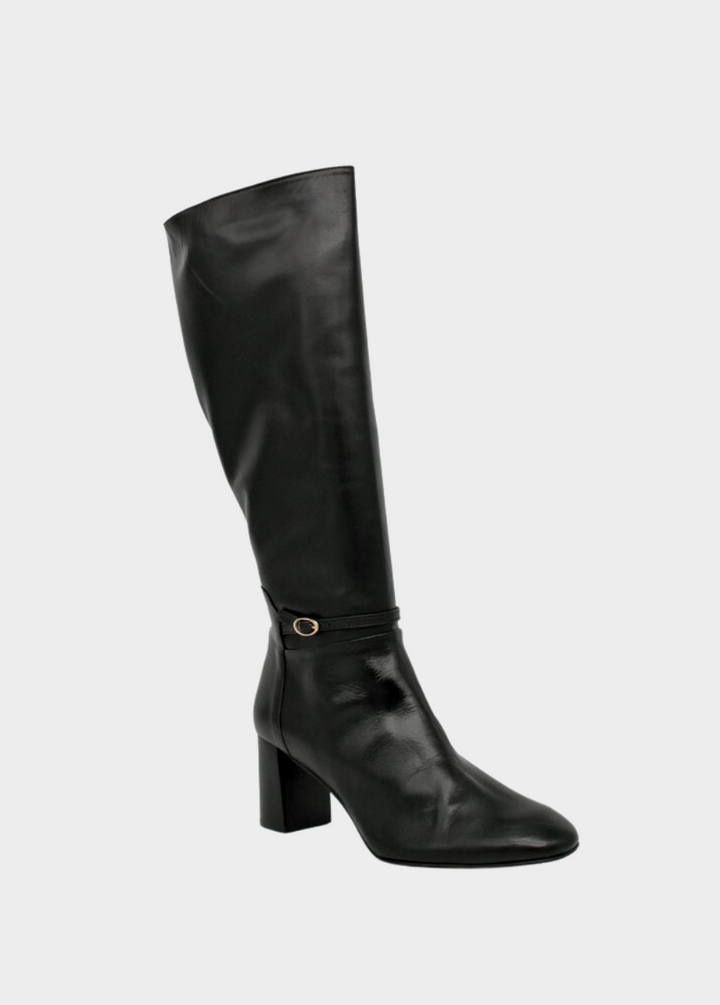 Cinderella Stylish Long Black Leather Boots