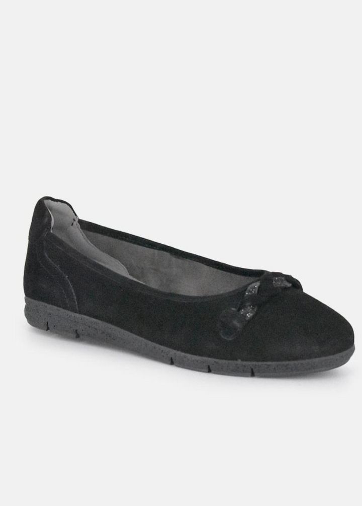 Tamaris Versatile Black Suede Round Toe Flats