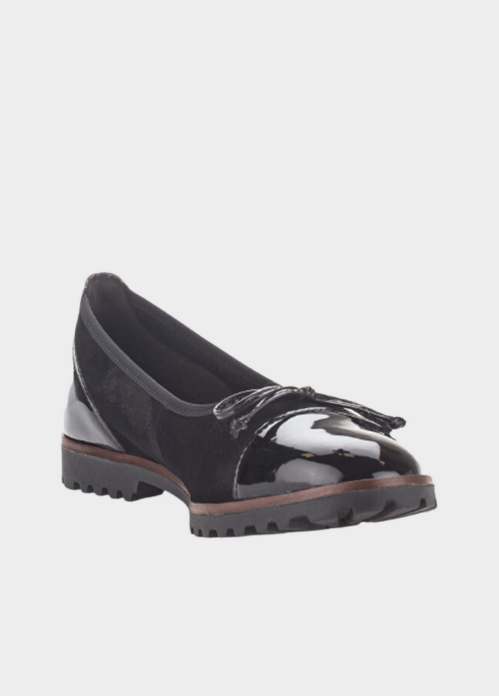 Gabor Stylish Black Patent/Suede Ballerinas