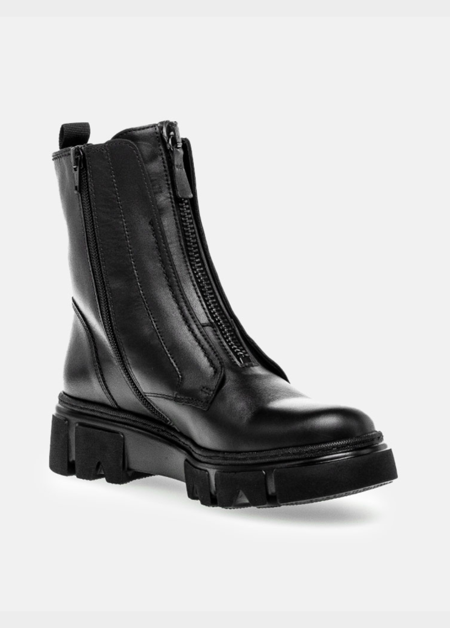 Gabor Funky Black Front Zip Ankle Boots