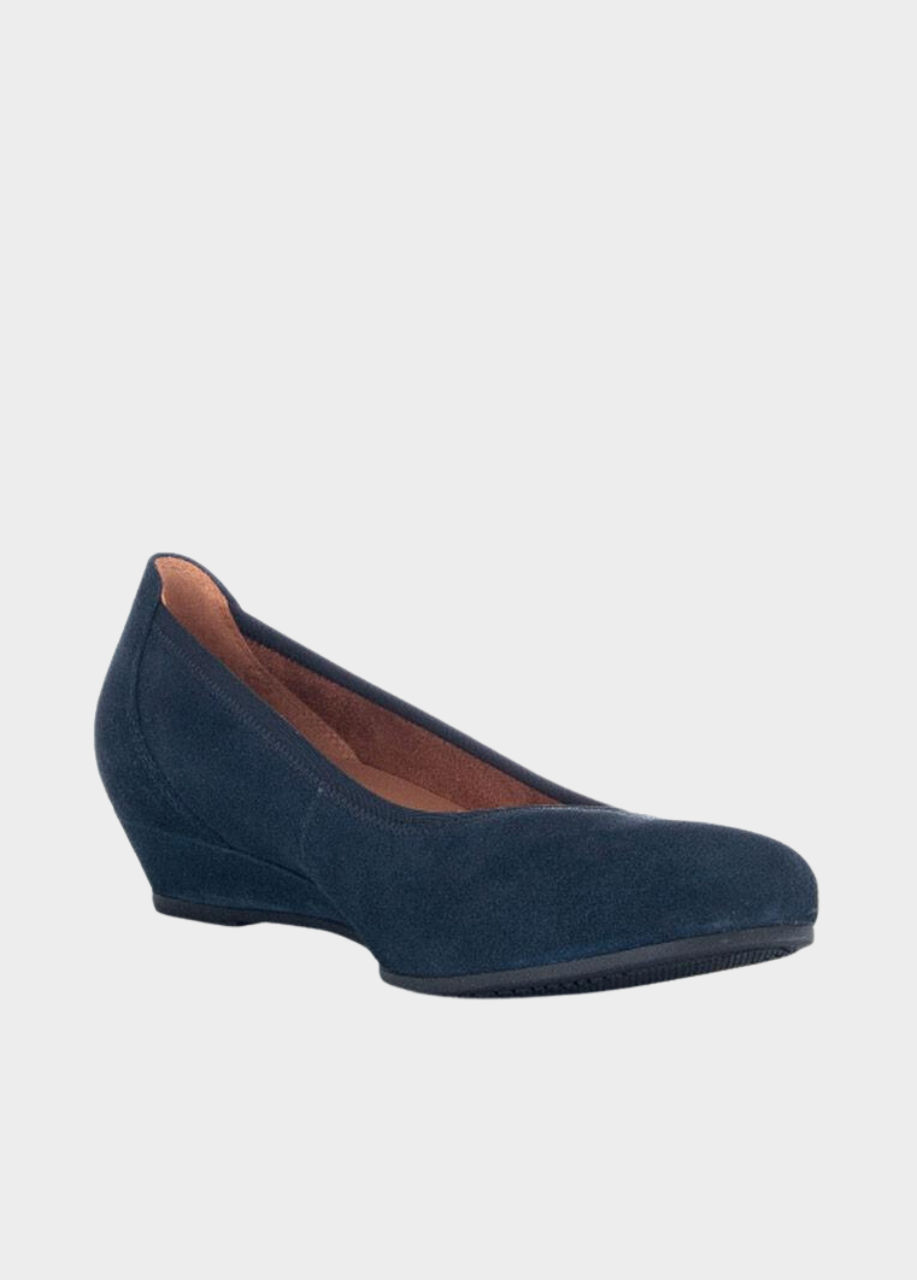 Gabor Plush Navy Suede Mini Wedges