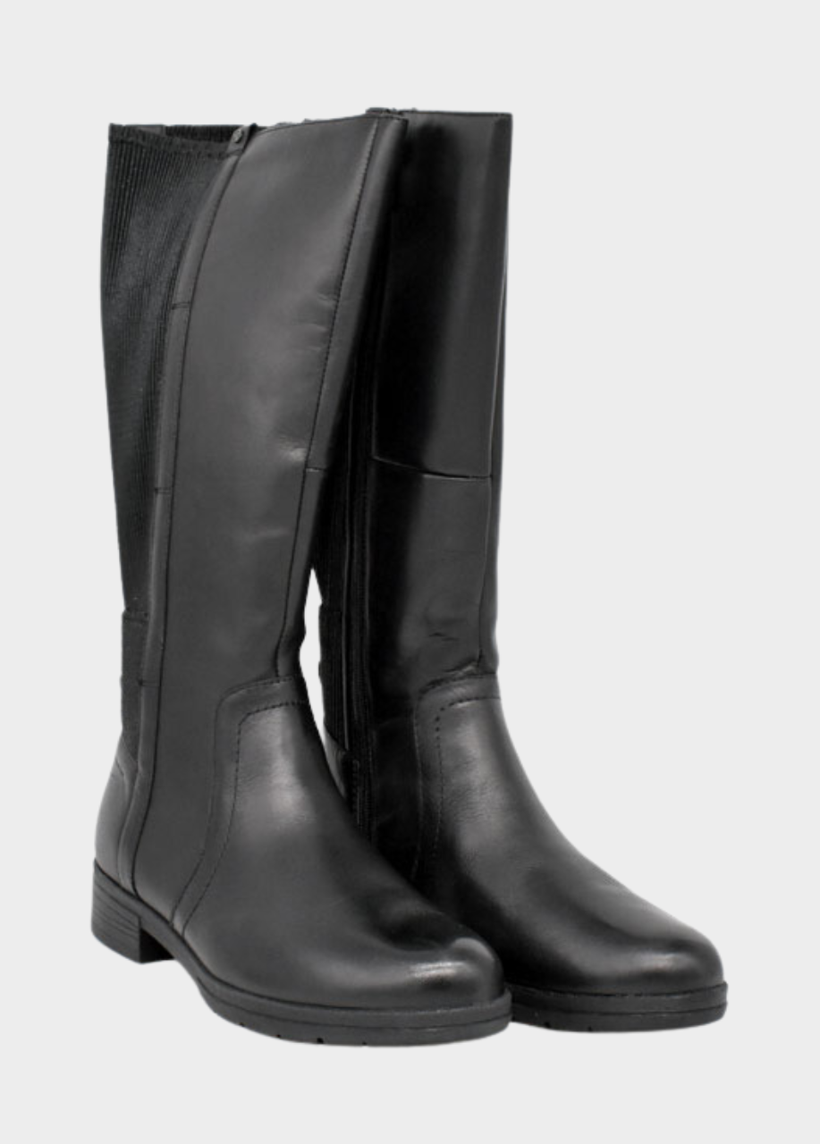 Tamaris Versatile Black Leather Knee High Boots