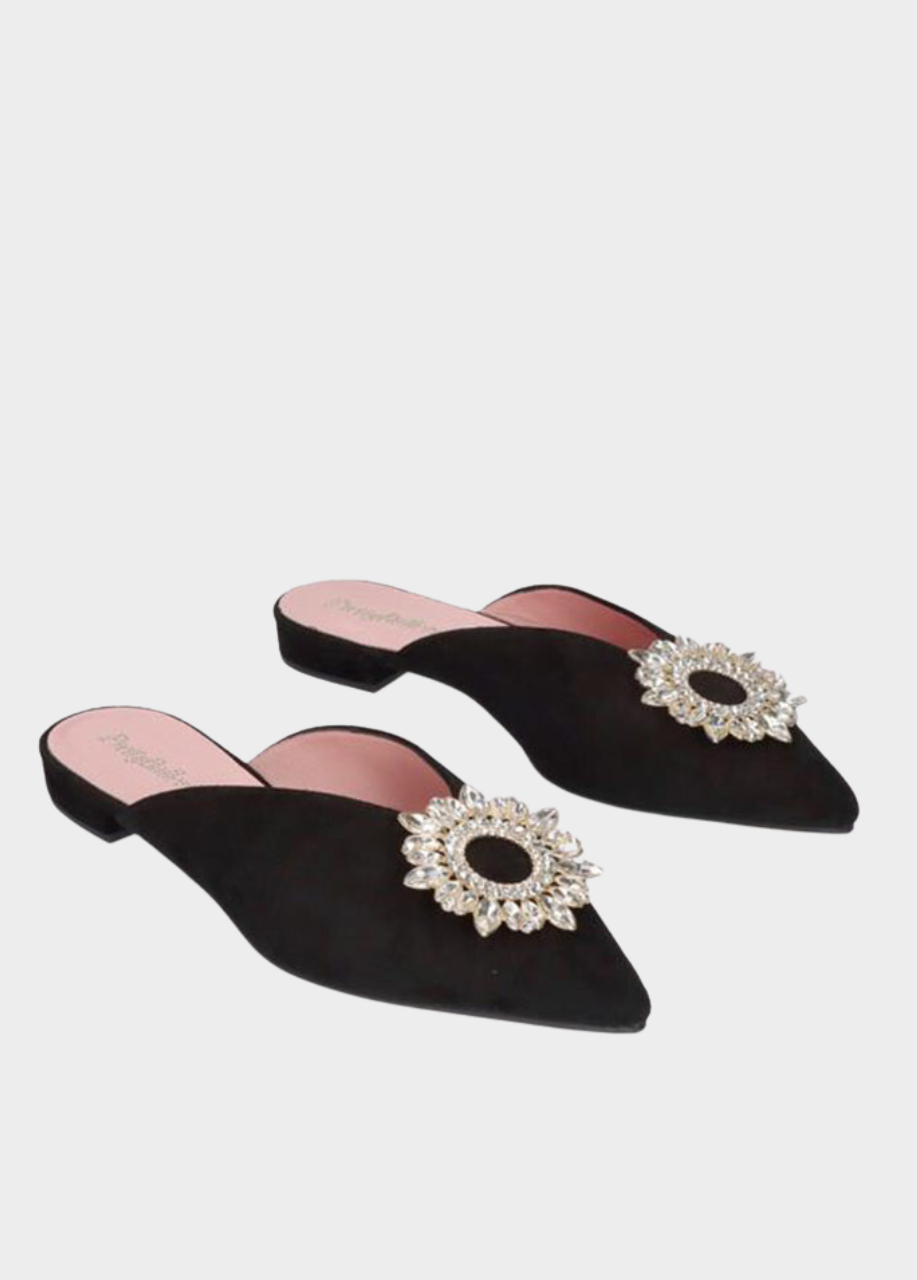 Pretty Ballerinas Plush Black Velvet Mule