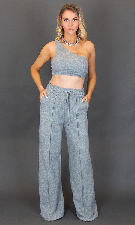 City Vibes Wide Leg Sweatpants - Gray