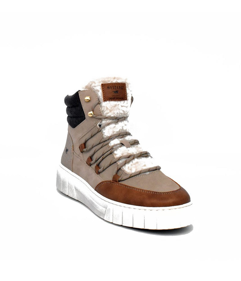 Mustang Cosy Taupe Winter Hi-Top Boots